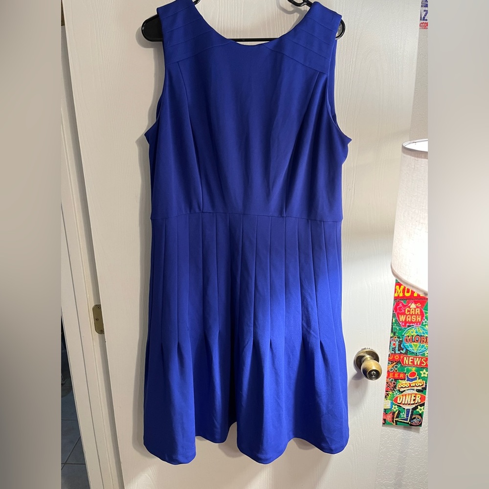 Lane Bryant Size 16 Pleated Blue Suiting Dress